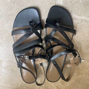 Hermes Marine Black Sandal, Size 38